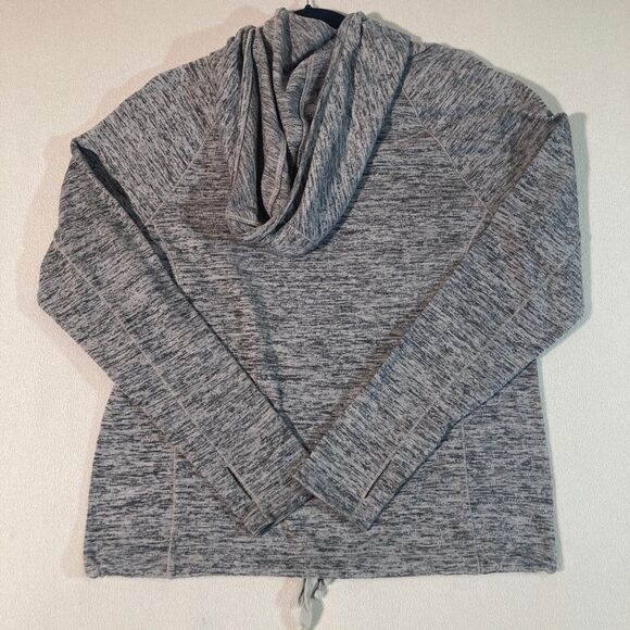 Athleta Blissful Hoodie S Tan/Black Cowl Neck Thumb Holes Classic Outdoor Layer - Picture 9 of 10